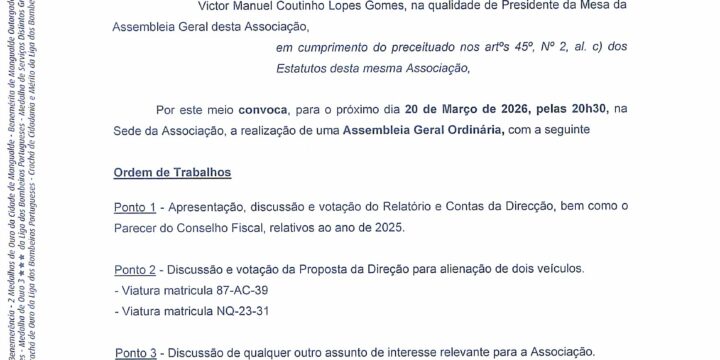 CONVOCATÓRIA | Assembleia Geral Ordinária